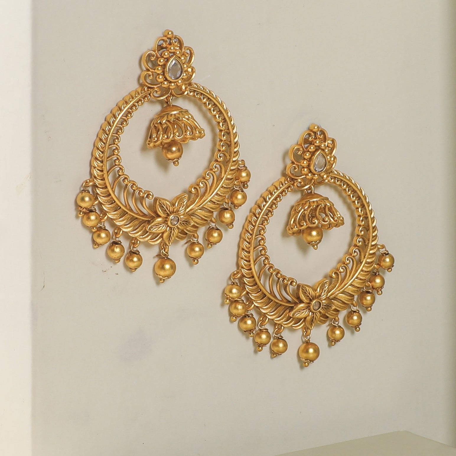Classic And Antique Gold Earrings - South India Jewels